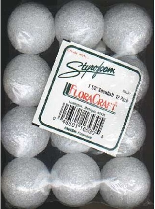 Floracraft styrofoam 1 1/2 inch snowball 12 pack