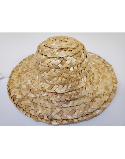 Straw Hat With Round Crown 8 inch