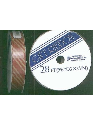 Gift ribbon 28 ft 3/4 inch Red with beigh stripe