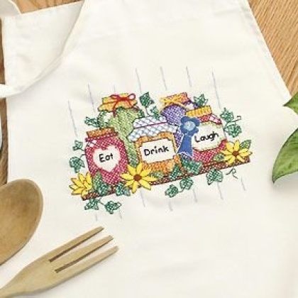 Eat, Drink & Laugh Apron Stamped CrossStitch kit