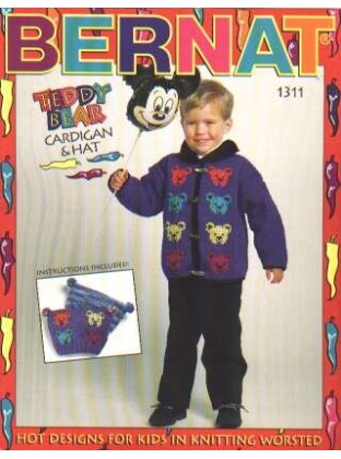 Teddy bear cardigan and hat, instructions included knitting book 1311