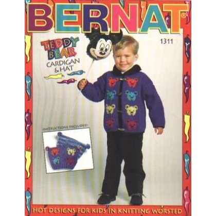 Teddy bear cardigan and hat, instructions included knitting book 1311