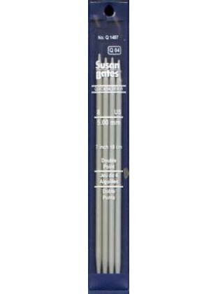 Quicksilver Susan Bates 7 inch double Point Needles size 8, set of 5 heat-treated aluminum alloy shaft coated with a grey powder finish