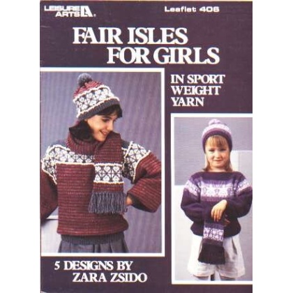 Fair Isles for girls in sport weight yarn, to knit and crochet 406