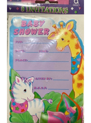 Amscan Baby Safari Baby Shower Invitations - 8 Pack