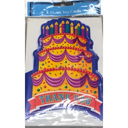 Amscan Birthday Cake Thank You Cards - 8 Pack