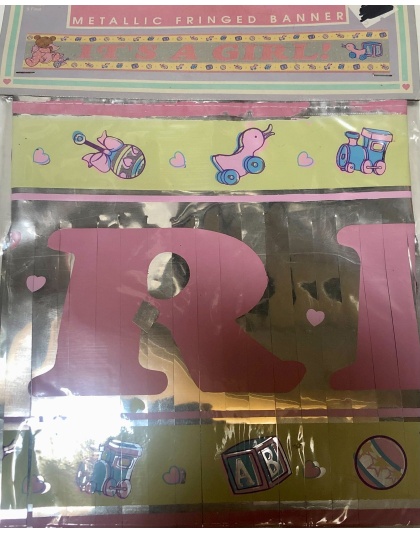 Amscan Girl Baby Shower Metallic Fringed Banner