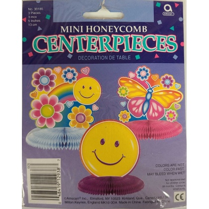 Amscan Mini Honeycomb Centerpieces Smiley Face with Flowers and Butterfly