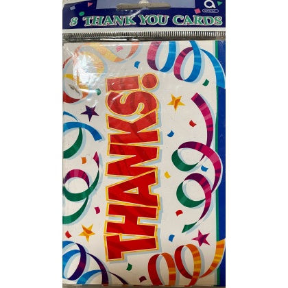Amscan Thank You Party Streamer Cards - 8 Pack