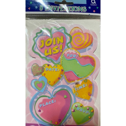Amscan Whimsical Hearts Join Us Invitations - 8 Pack