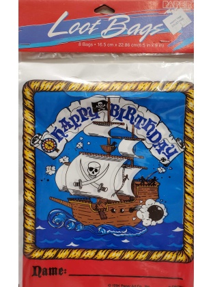 Paper Art Pirate Themed Loot Bags - 8 count