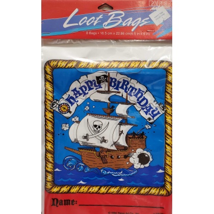 Paper Art Pirate Themed Loot Bags - 8 count