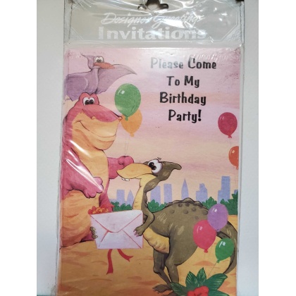 Designer Greetings Dinosaur Birthday Party Invitations - 8 count