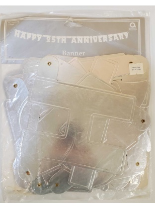 Large Silver Happy 25th Anniversary Banner