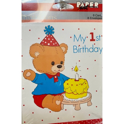 Paper Art 1st Birthday Party Invitations - 8 Pack