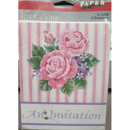 Paper Art An Invitations Pink Roses- 8 Pack