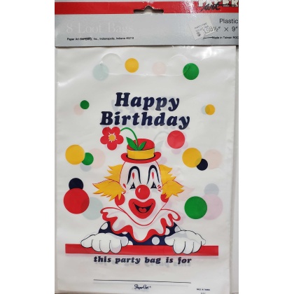 Paper Art Birthday Clown Themed Loot Bags - 8 count