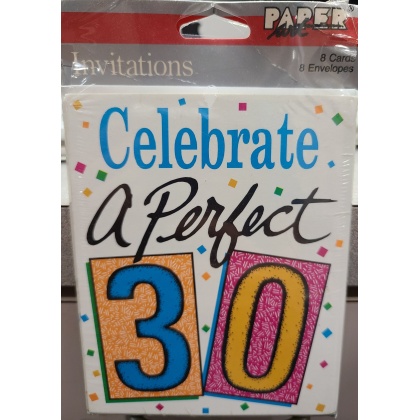 Paper Art Celebrate A Perfect 30 Birthday Invitations- 8 Pack