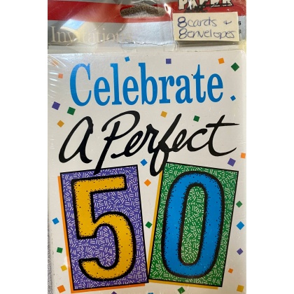 Paper Art Celebrate A Perfect 50 Birthday Invitations - 8 Pack