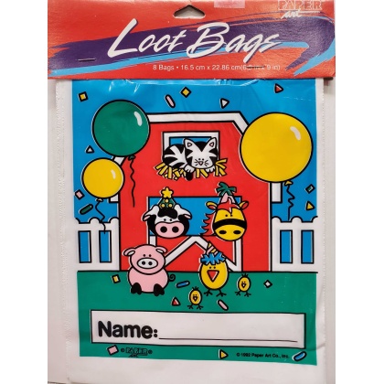 Paper Art Farm Animal Themed Loot Bags - 8 count