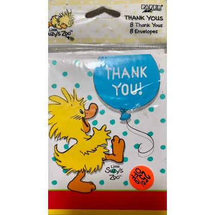 Paper Art Little Suzy's Zoo Thank You Cards - 8 Pack