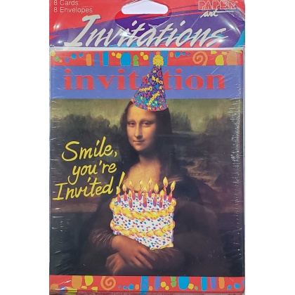 Paper Art Mona Lisa Party Invitations - 8 Pack
