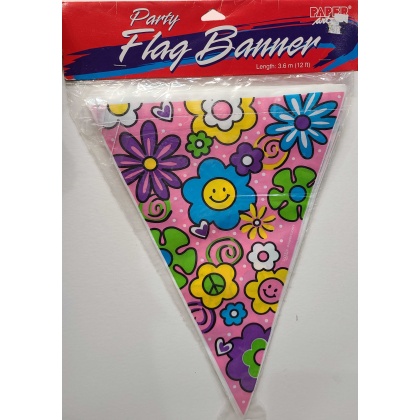 Paper Art Party Flag Banner flowers - Happy Time