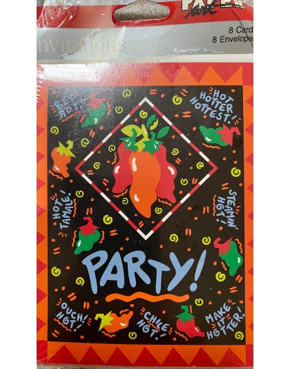 Paper Art Spicy Pepper Party Invitations - 8 Pack