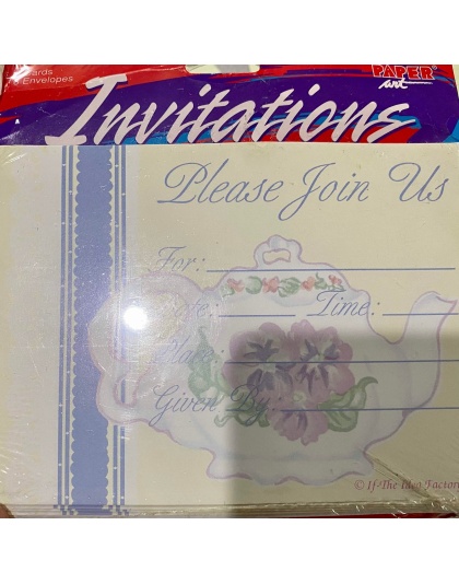 Paper Art Tea Party Invitations - 8 pack