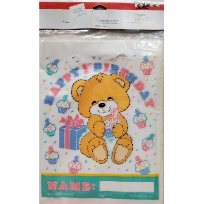 Paper Art Teddy Bear 1st Birthday Themed Loot Bags - 8 count