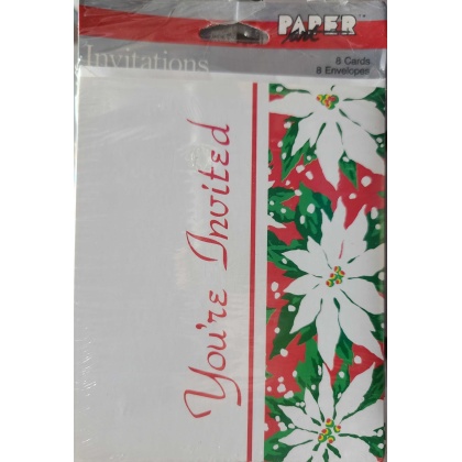 Paper Art You're Invited Poinsettias Invitations - 8 Pack