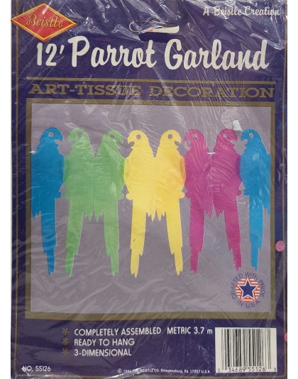 Beistle 12' Parrot Garland Art-Tissue Decoration
