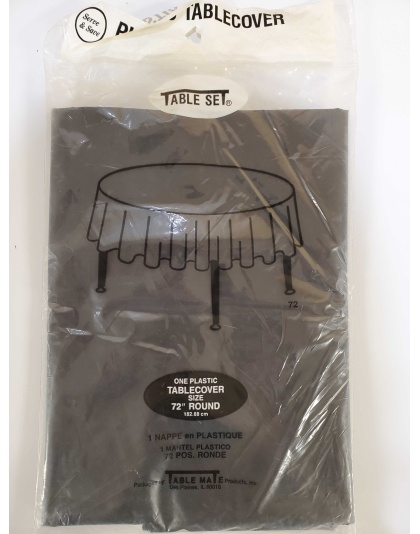 Black Round Plastic Table Cover by Table Mate