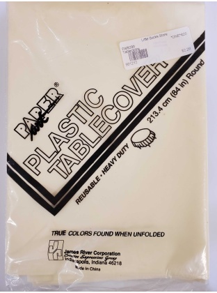 CREAM Round Plastic Table Cover by Touch Of Color