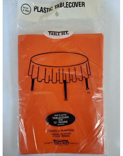 ORANGE Round Plastic Table Cover by Table Mate
