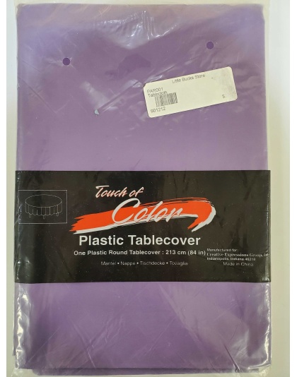 PURPLE Round Plastic Table Cover by Touch Of Color