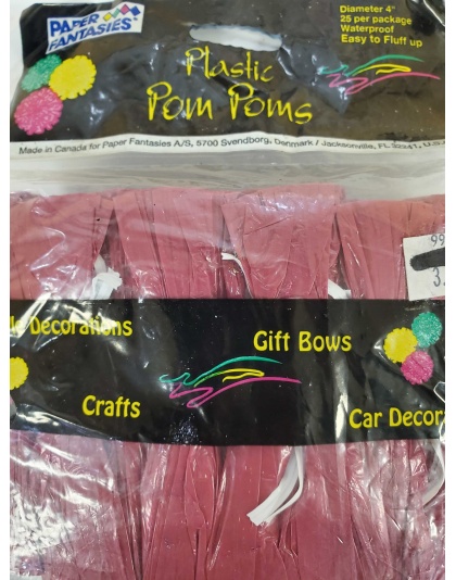 Paper Fantasies Plastic Pom Poms - Burgundy