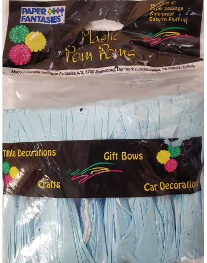 Paper Fantasies Plastic Pom Poms - Lt. Blue