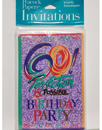 Peacock Papers Perfection Birthday Party Invitations - 8 count