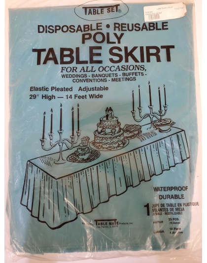 TEAL Rectangle Adjustable Plastic Table Skirt by Table Mate