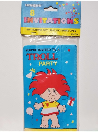 Unique Troll Party Invitations - 8 count