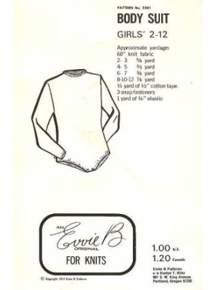 Body suit, 2301 VINTAGE PATTERN 1972