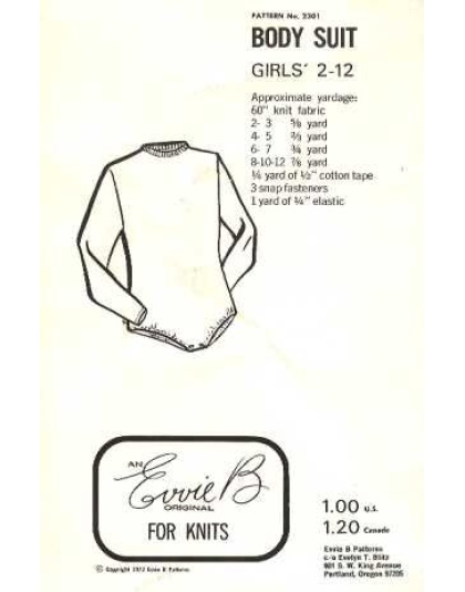 Body suit, 2301 VINTAGE PATTERN 1972