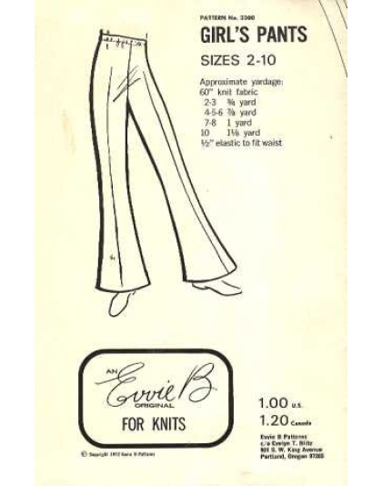 Girls pants, 2300 VINTAGE PATTERN 1972