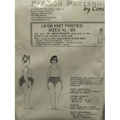 Knit Panties sewing pattern Sizes XL-6X