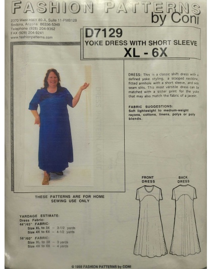 Yoke Dress with short sleeve pattern Size XL-6X