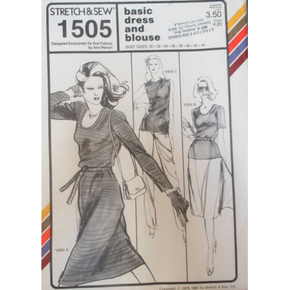 BASIC DRESS & BLOUSE, bust size 30-44, Great CONSIGNED & AS-IS product, is uncut, stored in smoking environment, vintage pattern. 1505