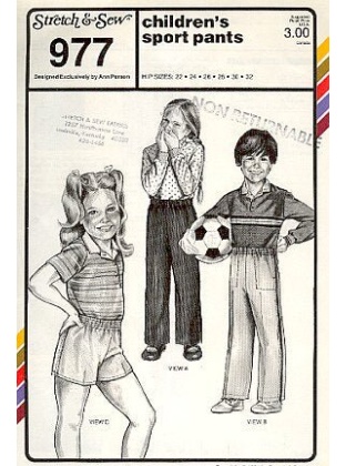 CHILDS SPORT PANTS, hip sizes 22-32, Great CONSIGNED & AS-IS product, is uncut, stored in smoking environment, vintage pattern. 977