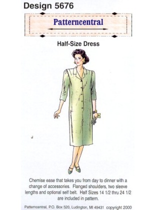 Half-size Dress sewing pattern by Patterncentral Size 14 1/2- 24 1/2