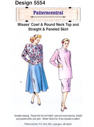 Misses Cowl & round neck top and Straight & paneled skirt Size 8-18